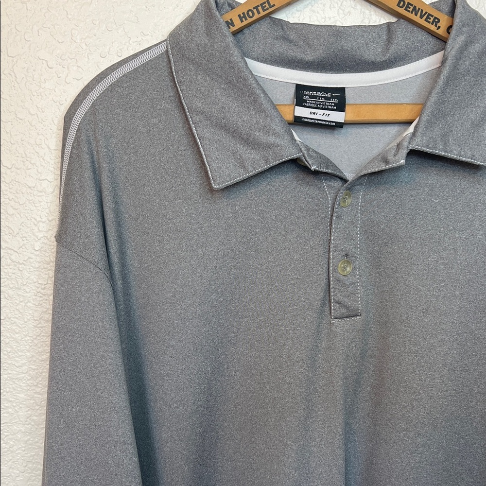 Nike Golf Men's Polo Shirt in Gray XXL long sleeve